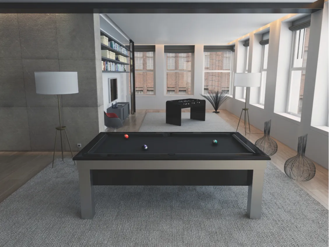 Zone de jeu haut de gamme avec billard et baby-foot design