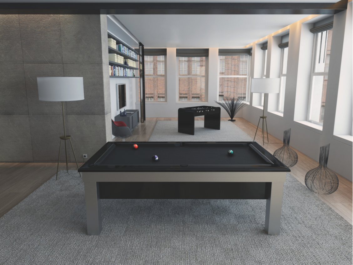 Zone de jeu haut de gamme avec billard et baby-foot design