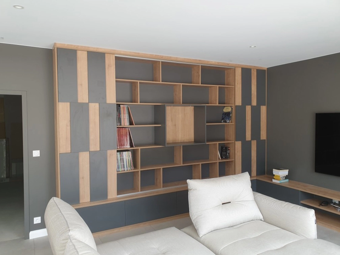 Bibliothèque et salon aménagé sur mesure à Beauvais