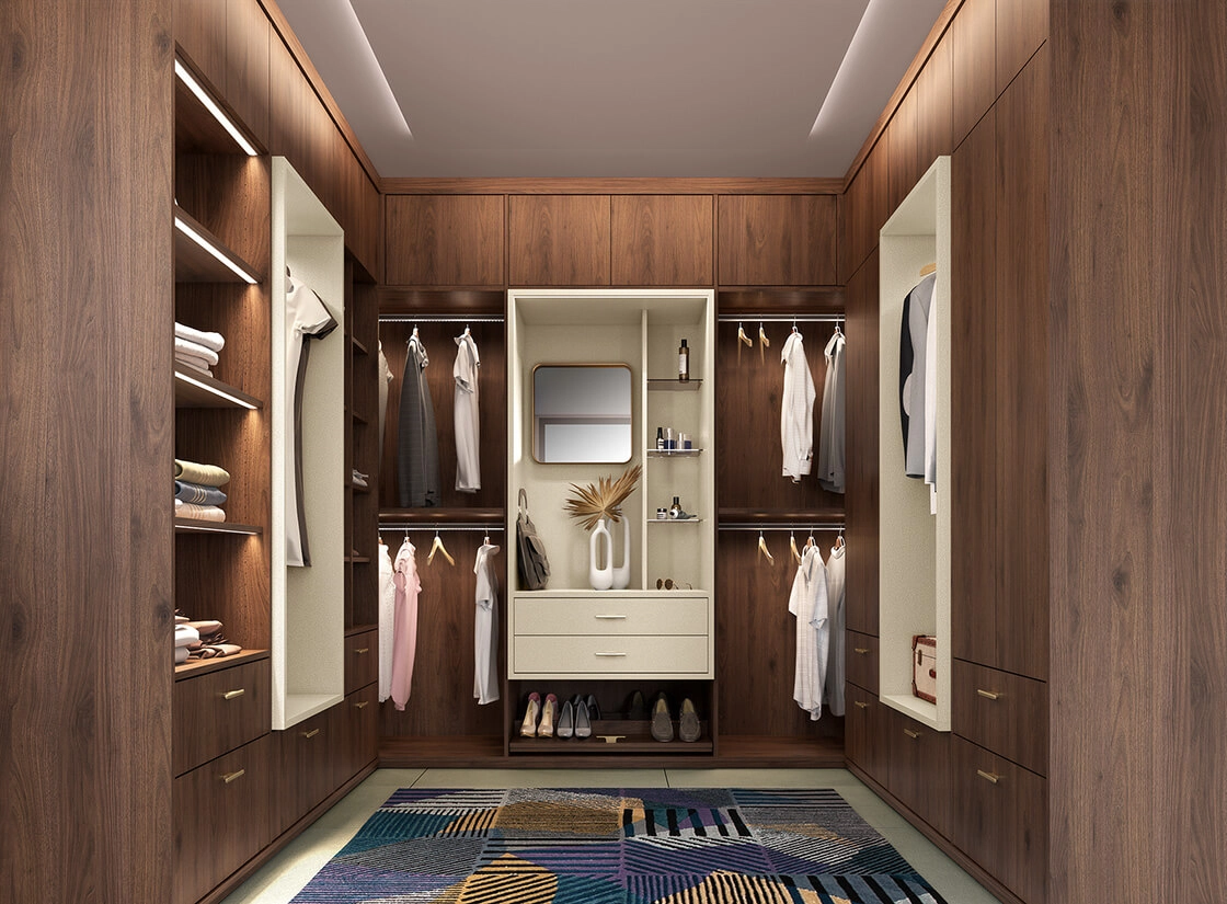 Dressing ouvert sur mesure avec éclairages intégrés