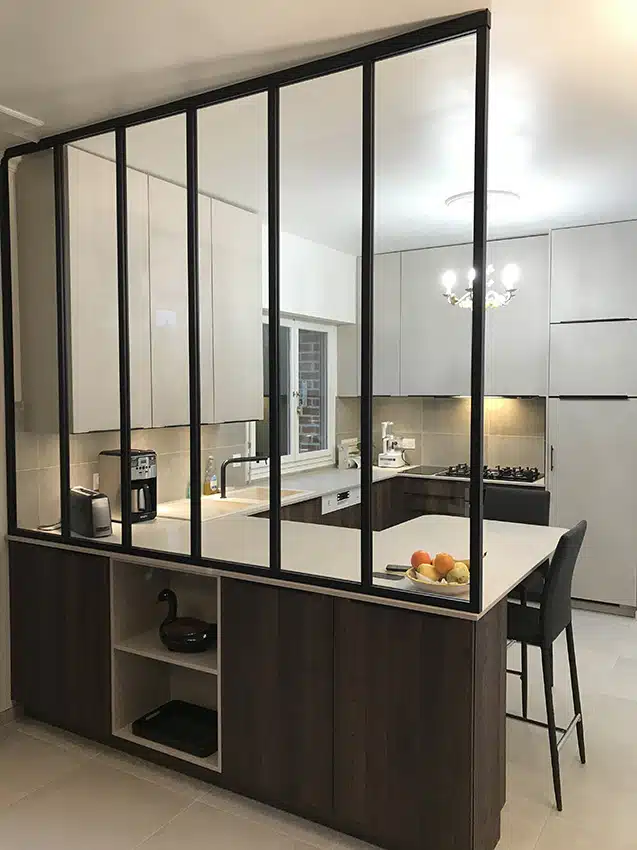 Verrière sur mesure pour séparation de cuisine